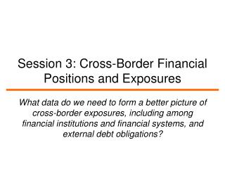 Session 3: Cross-Border Financial Positions and Exposures