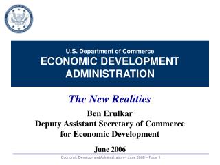 U.S. Department of Commerce ECONOMIC DEVELOPMENT ADMINISTRATION