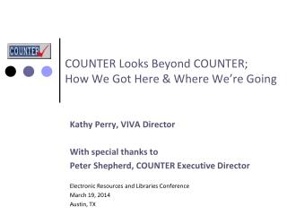 COUNTER Looks Beyond COUNTER; How We Got Here &amp; Where We’re Going