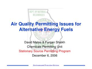 Air Quality Permitting Issues for Alternative Energy Fuels