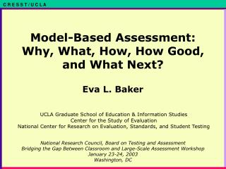 Model-Based Assessment: Why, What, How, How Good, and What Next?