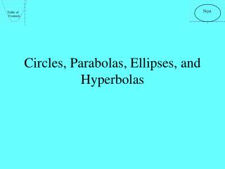 Circles, Parabolas, Ellipses, and Hyperbolas