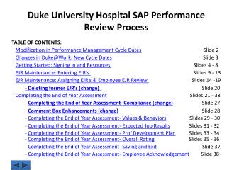 Duke University Hospital SAP Performance Review Process