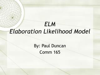 ELM Elaboration Likelihood Model