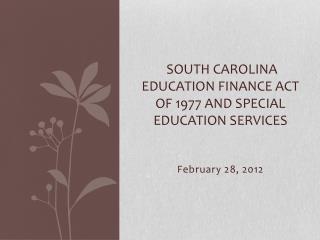 South Carolina Education Finance Act of 1977 and Special Education Services