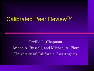 Calibrated Peer Review TM