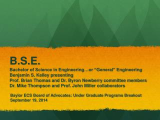 Baylor ECS Board of Advocates: Under Graduate Programs Breakout September 19, 2014