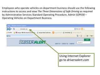 Using Internet Explorer go to driversalert