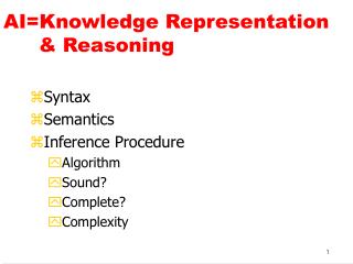 AI=Knowledge Representation 	&amp; Reasoning