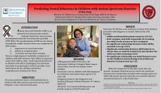 Predicting Dental Behaviors in Children with Autism Spectrum Disorder A Pilot Study