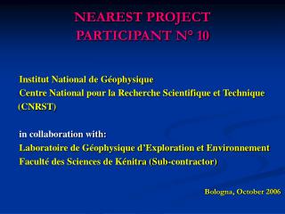 NEAREST PROJECT PARTICIPANT N° 10