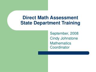Direct Math Assessment State Department Training
