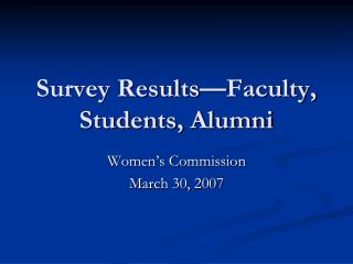 Survey Results—Faculty, Students, Alumni
