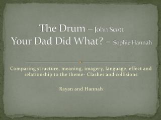 The Drum – John Scott Your Dad Did What? – Sophie Hannah