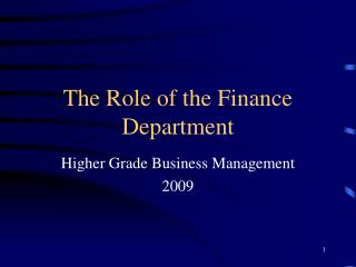 The Role of the Finance Department