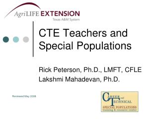 CTE Teachers and Special Populations