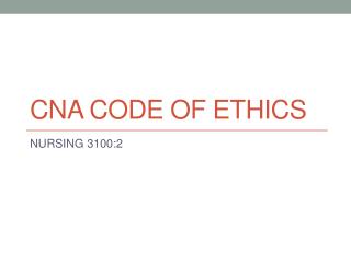 CNA Code of Ethics