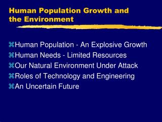 Human Population Growth and the Environment