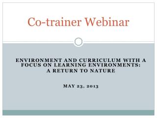 Co-trainer Webinar