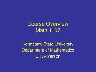 Course Overview Math 1107