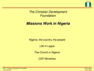The Christian Development Foundation Missions Work in Nigeria