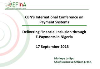 CBN’s International Conference on Payment Systems Delivering Financial Inclusion through