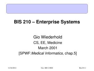 BIS 210 – Enterprise Systems