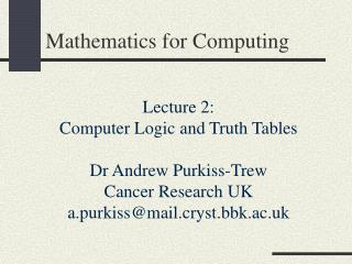 Mathematics for Computing
