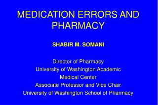 MEDICATION ERRORS AND PHARMACY