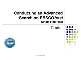 Conducting an Advanced Search on EBSCO host Single Find Field