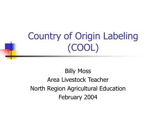 Country of Origin Labeling (COOL)