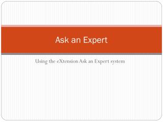 Ask an Expert