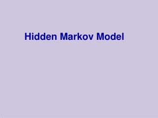 Hidden Markov Model