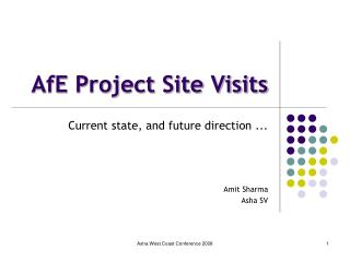 AfE Project Site Visits