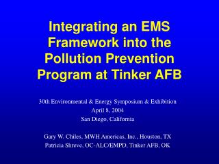 Integrating an EMS Framework into the Pollution Prevention Program at Tinker AFB