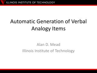 Automatic Generation of Verbal Analogy Items
