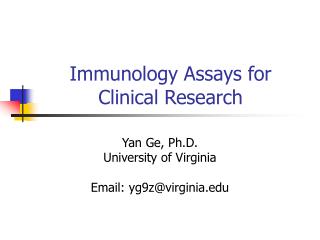 Immunology Assays for Clinical Research