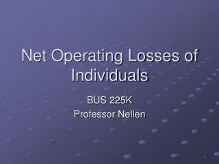 Net Operating Losses of Individuals