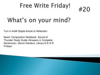 Free Write Friday! What’s on your mind?