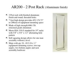 AR200 - 2 Post Rack (Aluminum finish)