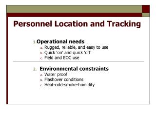 Personnel Location and Tracking