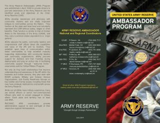 Email all other ARA Program inquiries to: usarmyarc.ocar.mbx.ambassador@mail.mil