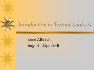 Introduction to Textual Analysis