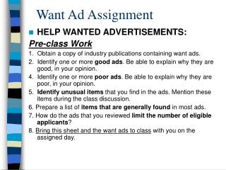 Want Ad Assignment