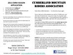 2012 CMRA SEASON APPLICATION