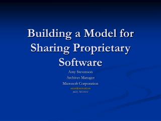 Building a Model for Sharing Proprietary Software