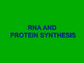 RNA AND PROTEIN SYNTHESIS