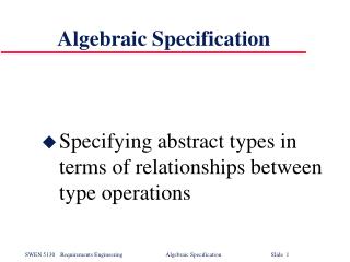 Algebraic Specification