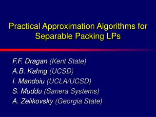 Practical Approximation Algorithms for Separable Packing LPs