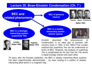 Lecture 25. Bose-Einstein Condensation (Ch. 7 )